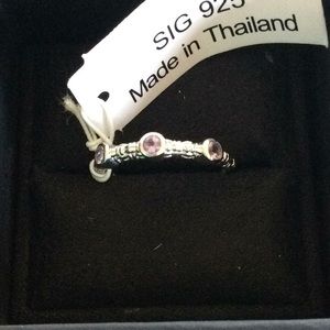 Sterling silver textured amethyst mini ring size 7